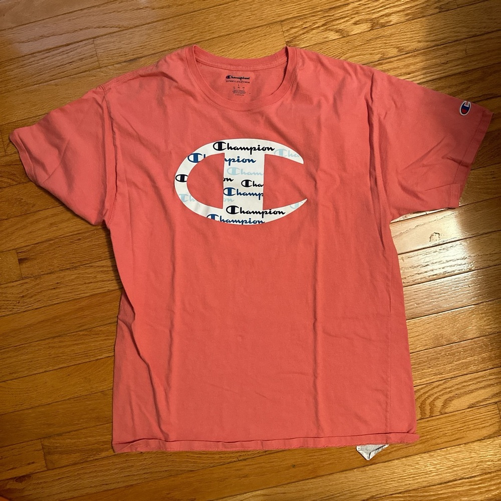 Champion Men's T-Shirt in Coral with Logo